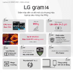 Laptop LG Gram 14Z90R-G.AH53A5 (i5-1340P/16GB RAM/256GB SSD/14.0 inch WUXGA/Win 11/Xám) (2023)