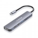 Bộ chuyển đổi USB-C 7 trong 1 Lention CE18HCR Xám (TYPE-C SANG HDMI, USB 3.0, 2 CỔNG USB 2.0, SD CARD, CỔNG SẠC PD)