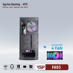 Vỏ Case VSP FA05 Đen (ATX/Mid Tower/4 fan led)