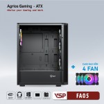 Vỏ Case VSP FA05 Đen (ATX/Mid Tower/4 fan led)