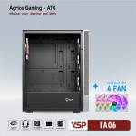 Vỏ Case VSP FA06 Trắng (ATX/Mid Tower/4 fan led)