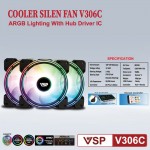 Bộ Kit 3 Fan VSP V306C LED ARGB (1 hub/ 1 remote/ 3c Fan)