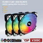 Bộ Kit 3 Fan VSP V309C Trắng LED ARGB (1 hub/ 1 remote/ 3c Fan)