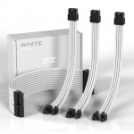 Bộ dây nguồn nối dài cho máy tính EZDIY 18AWG PSU Cable Extension 4 Cables-Super Soft - White