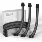 Bộ dây nguồn nối dài cho máy tính EZDIY 18AWG PSU Cable Extension 4 Cables-Super Soft - Black/Grey
