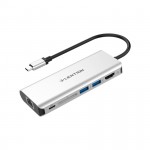 Bộ chuyển đổi Type C 6 trong 1 Lention C68 Màu bạc (USB Type-C sang HDMI, Lan Giga, 2 USB 3.0, SD, PD)