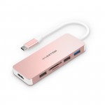 Bộ chuyển đổi Type C 6 trong 1 Lention C68 Màu Rose Gold (USB Type-C sang HDMI, Lan Giga, 2 USB 3.0, SD, PD)