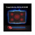 Đế tản nhiệt Laptop Coolcold K33 5 quạt màu đỏ LED RGB