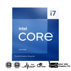 CPU Intel Core i7-13700 (UP TO 5.2GHZ, 16 NHÂN 24 LUỒNG, 30MB CACHE, 65W) - SOCKET INTEL LGA 1700/RAPTOR LAKE)-(BOX NK)