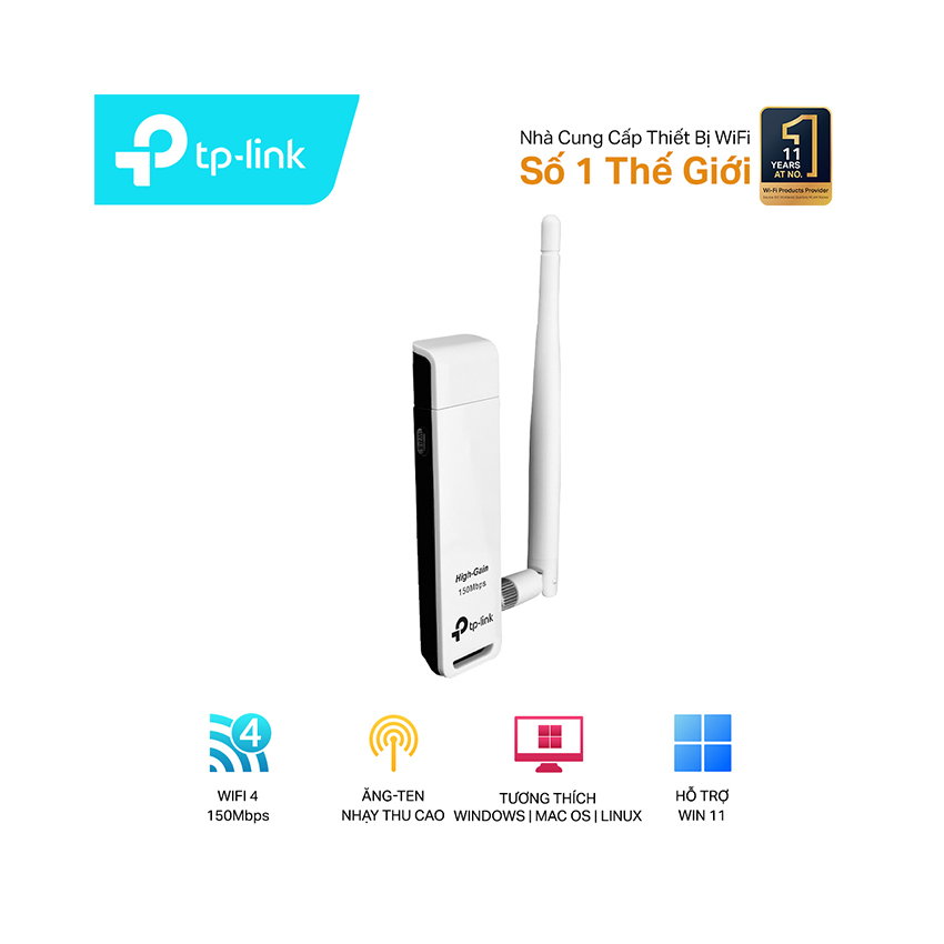 TP-Link Cle wifi TP-LINK 150 Mbps TL-WN722N Compatible avec Windows 10, Mac  OS, LIinux  