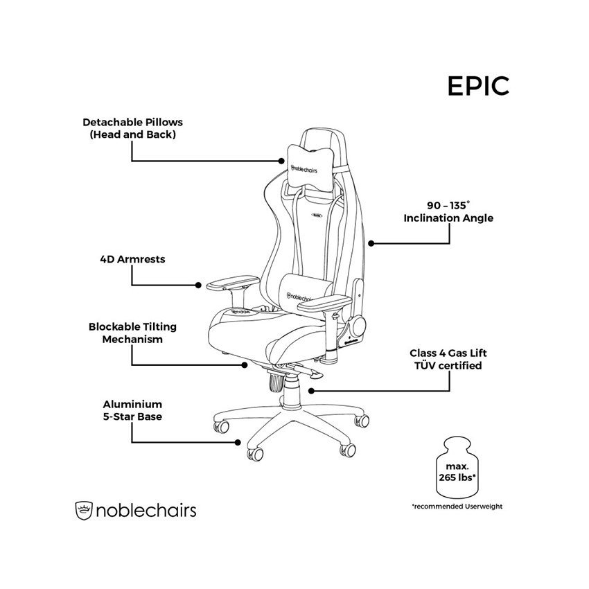 Ghế Gamer Noblechairs EPIC Series Black (Ultimate Chair Germany)