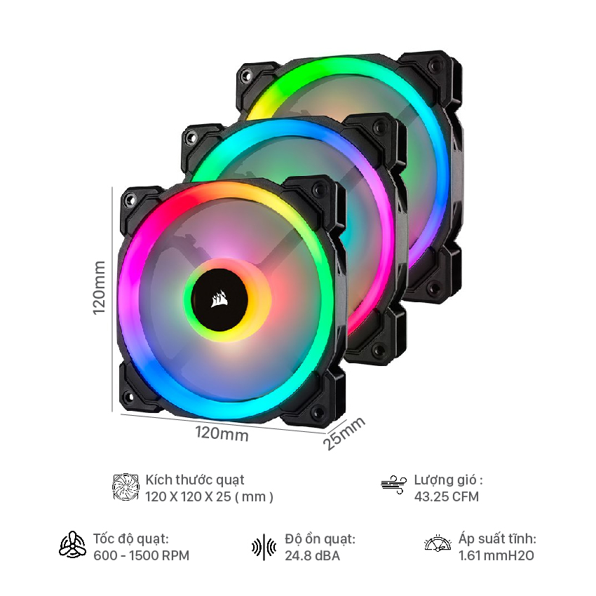 Corsair LL120 RGB - quạt máy tính RGB đẹp mắt và thông minh, cho phép bình chọn đồng bộ ánh sáng theo màu yêu thích. Xem ảnh liên quan để biết thêm chi tiết về sản phẩm này và cách để tôi sáng cho máy tính của bạn!