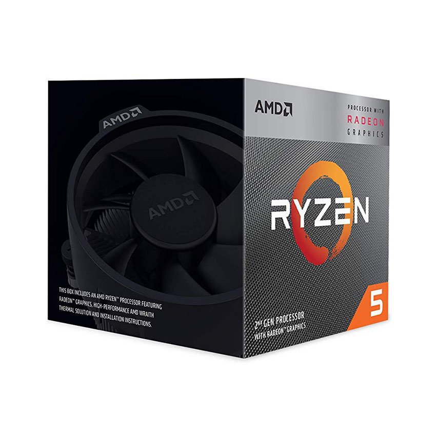 CPU AMD Ryzen 5 3400G (3.7GHz turbo up to 4.2GHz, 4 nhân 8 luồng, 4MB Cache, Radeon Vega 11, 65W) - Socket AMD AM4
