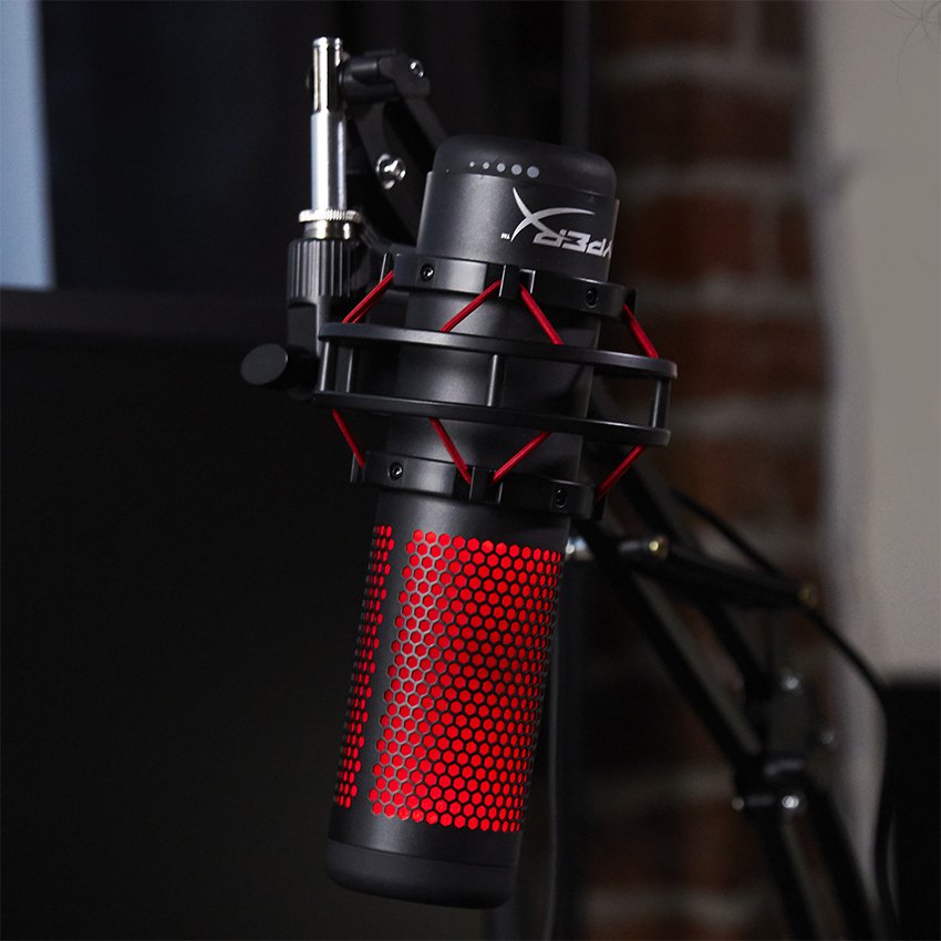 Microphone Kingston HyperX Quadcast Gaming Black Red - HX-MICQC-BK
