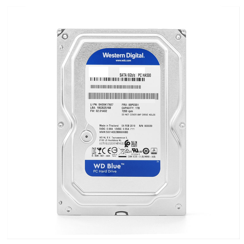 Ổ cứng HDD WD 1TB Blue 3.5 inch, 7200RPM, SATA, 64MB Cache (WD10EZEX)