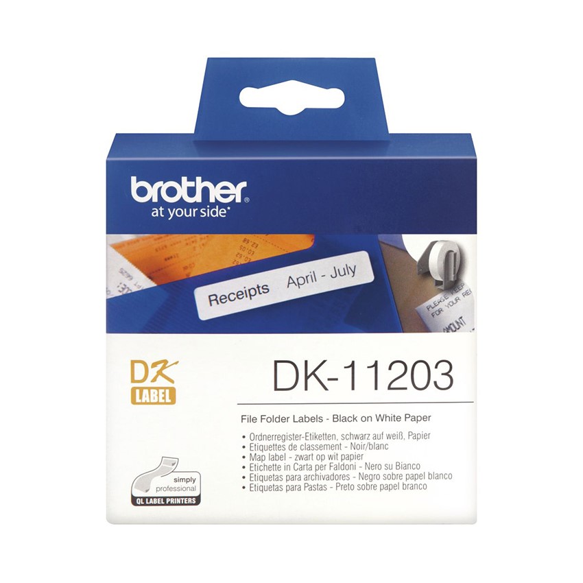 Giấy in nhãn Brother DK-11203, 29mm x 90mm, Chữ Đen Nền Trắng 1
