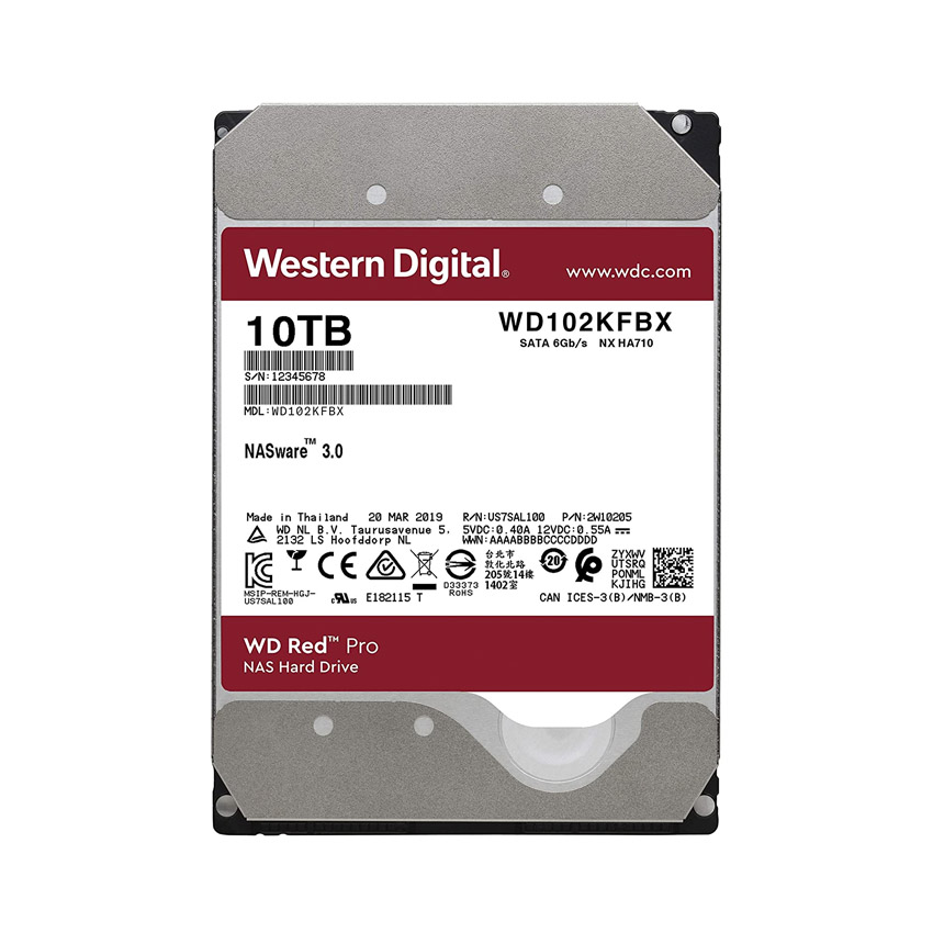 Ổ cứng HDD WD Red Pro 10TB 3.5 inch 7200RPM, SATA3 6Gb/s, 256MB Cache WD102KFBX)