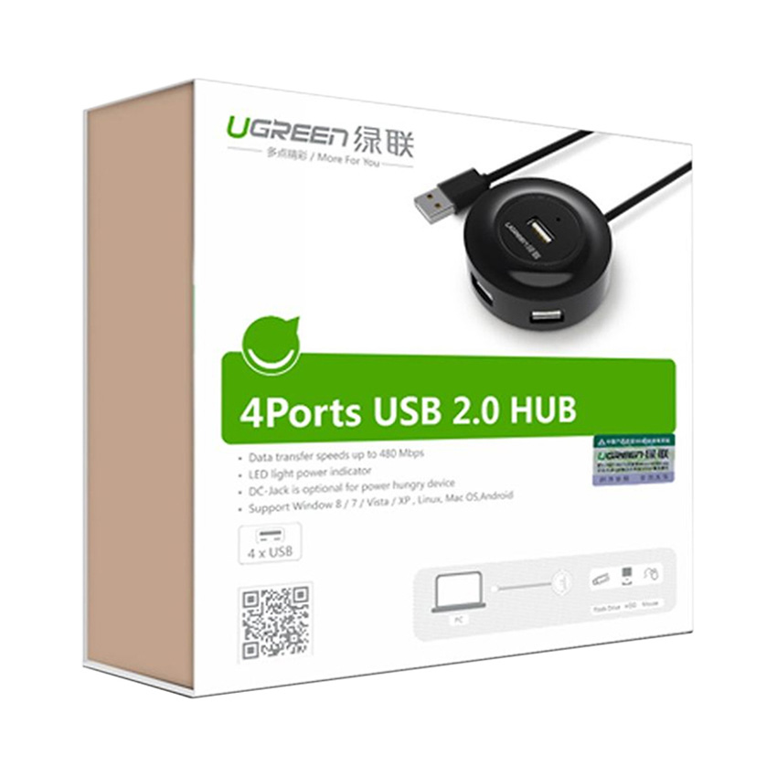 Bộ chia USB Ugreen 20277 (Từ 1 ra 4 cổng USB 2.0)