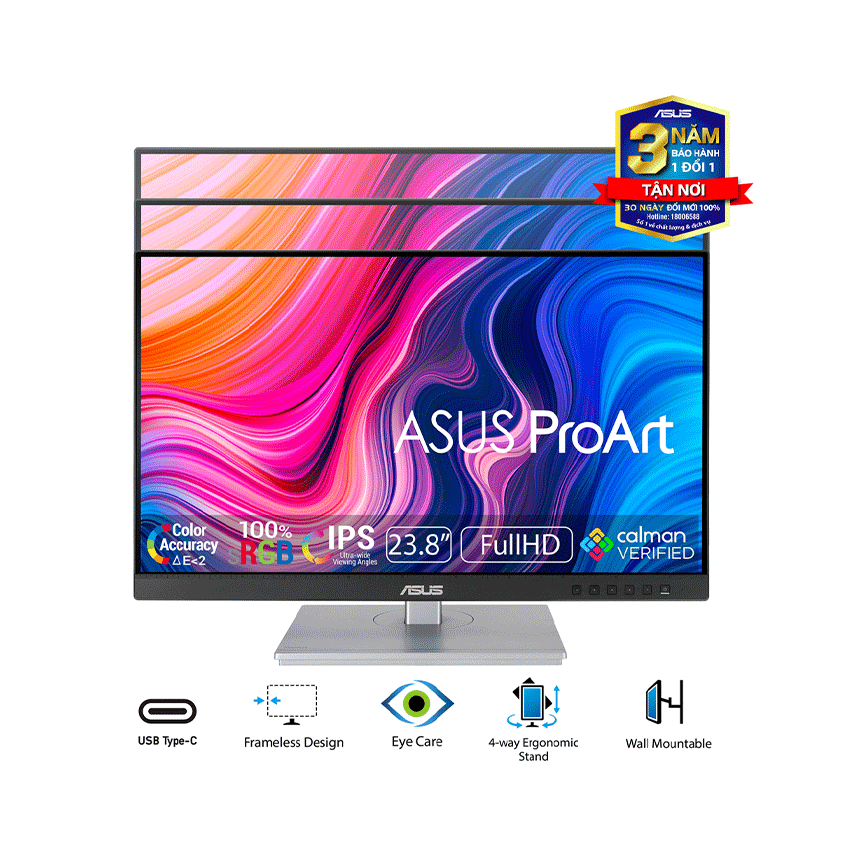 Màn hình Asus Pro Art PA247CV (23.8inch/FHD/IPS/75Hz/5ms/300nits/HDMI+DP+USBC+Audio)