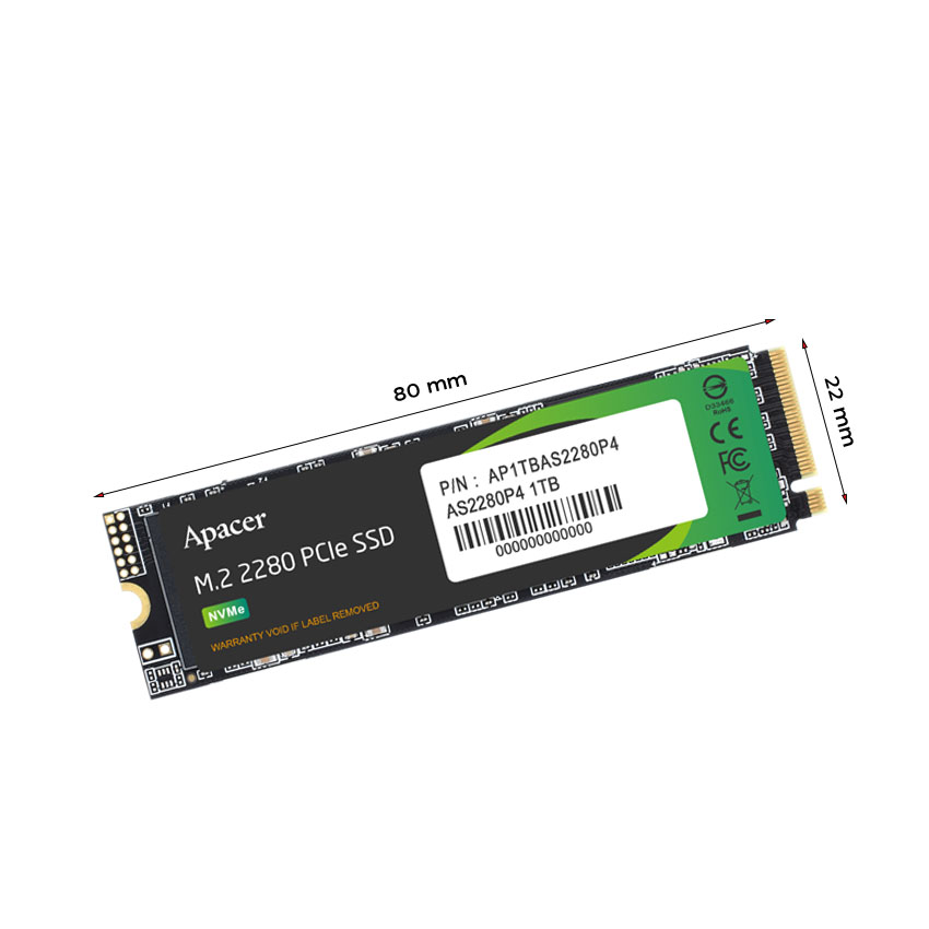 Ổ cứng SSD Apacer AS2280P4 256GB PCIe NVMe 3x4 (Đọc 2100Mb/s - Ghi 1300Mb/s) - (AP256GAS2280P4-1)