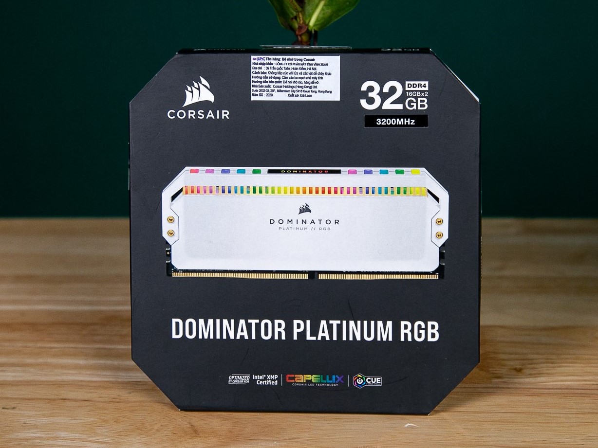 Ram Desktop Corsair Dominator Platinum White RGB (CMT32GX4M2E3200C16W) 32GB  (2x16G) DDR4 3200MHz chính hãng