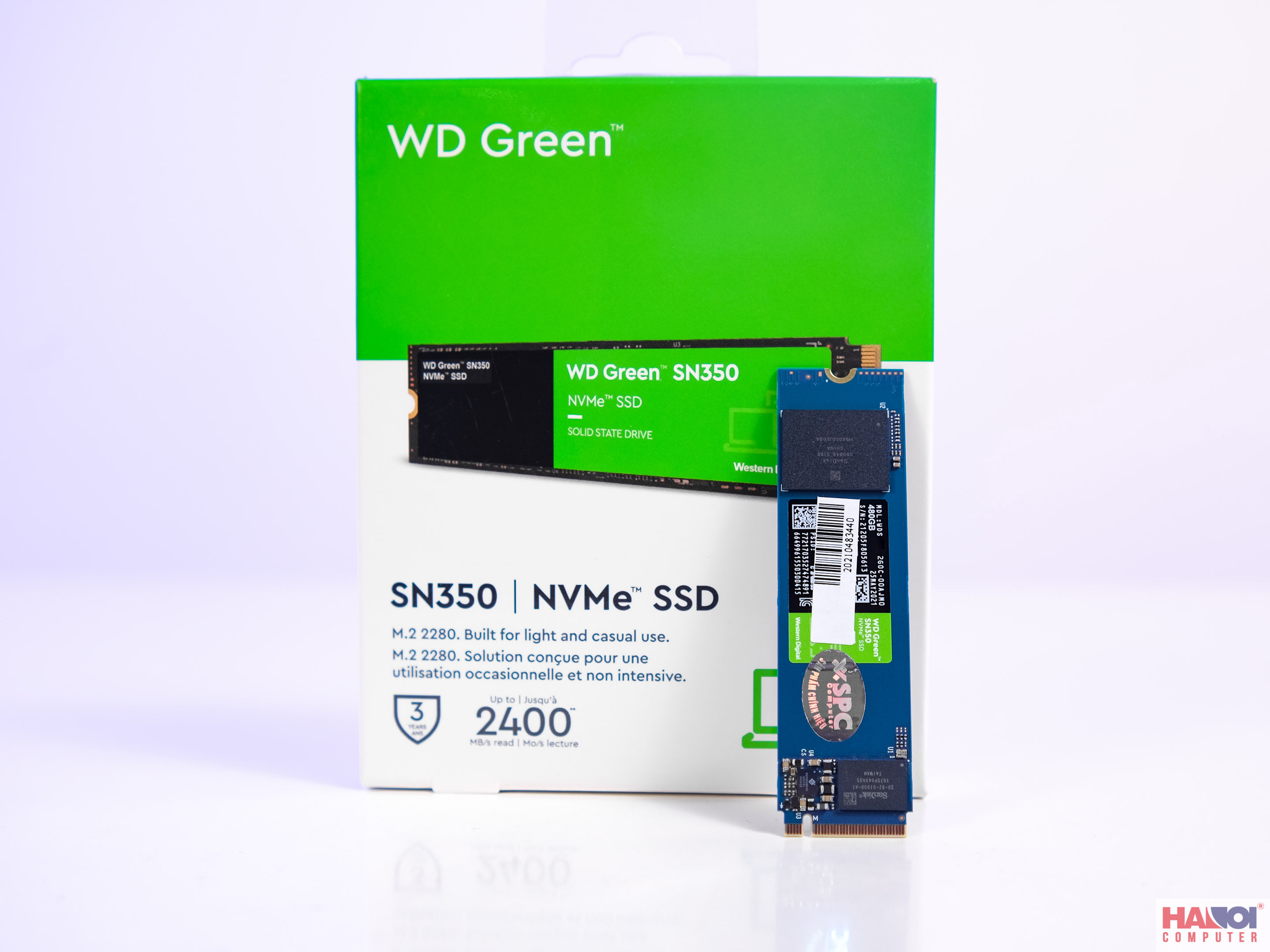  cứng SSD WD SN350 Green 960GB M.2 2280 PCIe NVMe 3x4 (Đọc 2400MB/s - Ghi 1900MB/s)-(WDS960G2G0C)