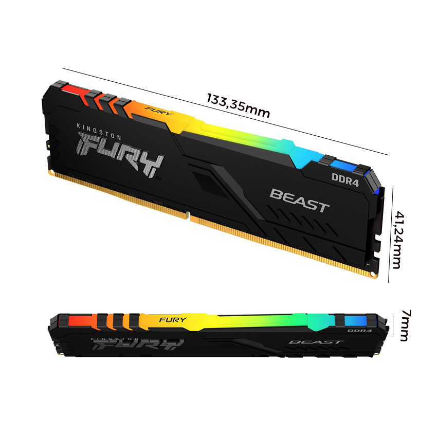 Ram Desktop Kingston Fury Beast RGB (KF432C16BB1AK2/32) 32GB (2x16GB) DDR4 3200Mhz
