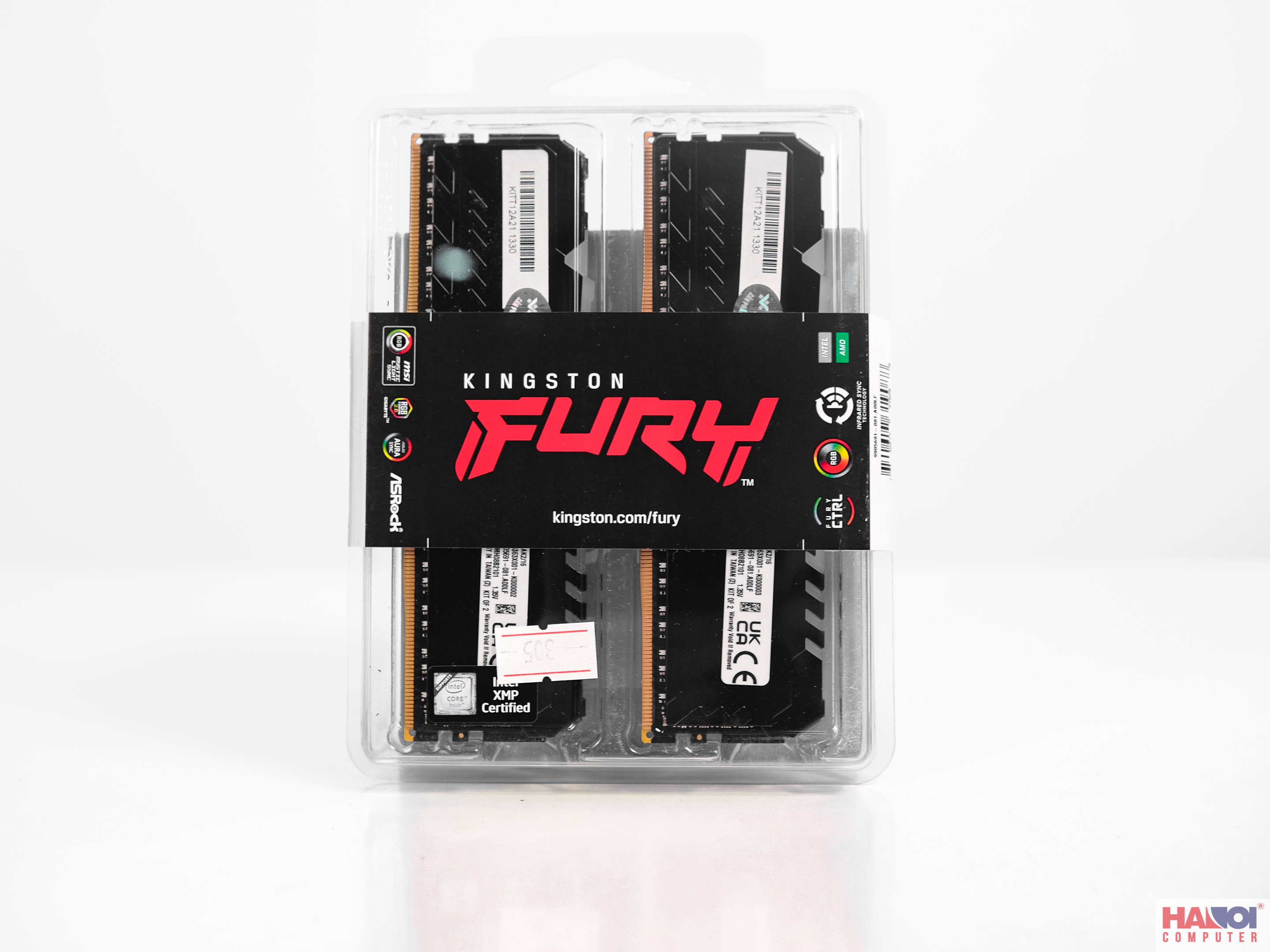 Ram Desktop Kingston Fury Beast RGB (KF436C18BBAK2/32) 32GB (2x16GB) DDR4 3600Mhz