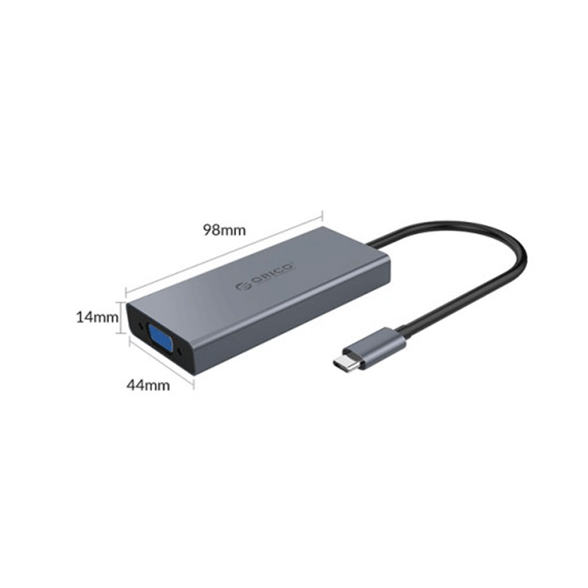 Cáp chuyển đổi 5 trong 1 Orico U501P-GY (từ USB Type C sang HDMI + USB3.0 + VGA +  AUDIO +  PD)