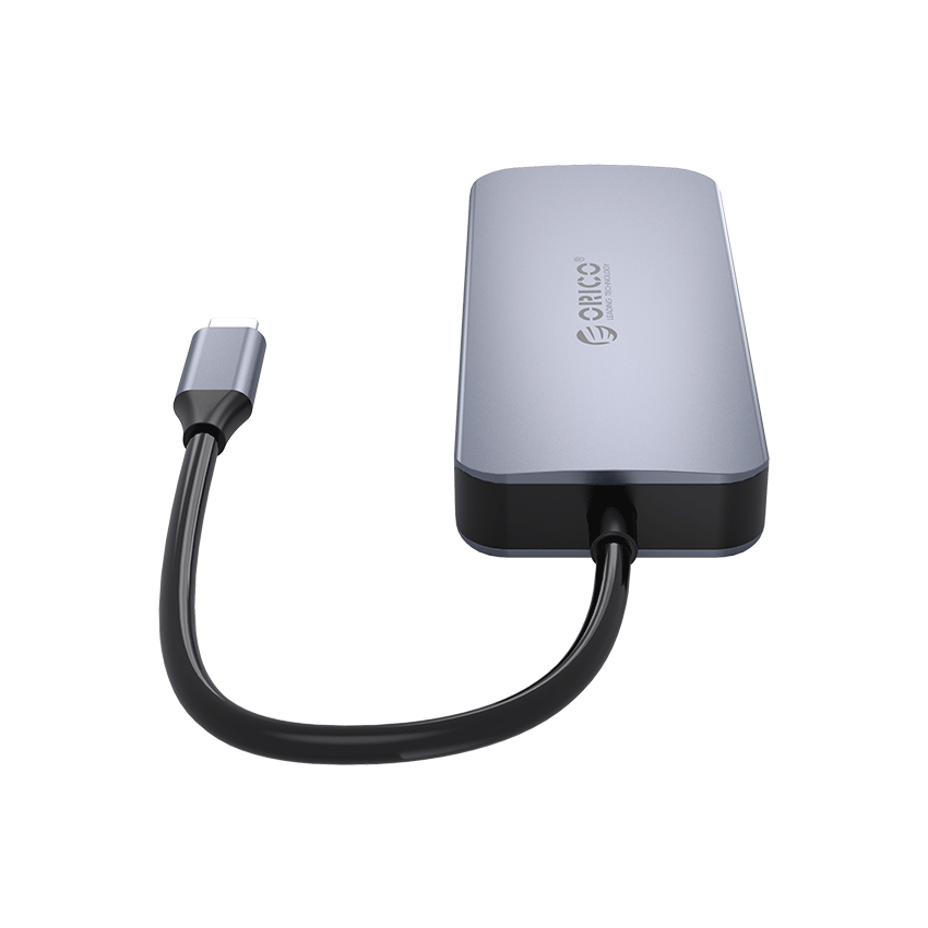 Cáp chuyển đổi 6 trong 1 Orico MC-U602P-GY (từ USB Type C sang HDMI + USB3.0*3 + RJ45 + PD3.0)
