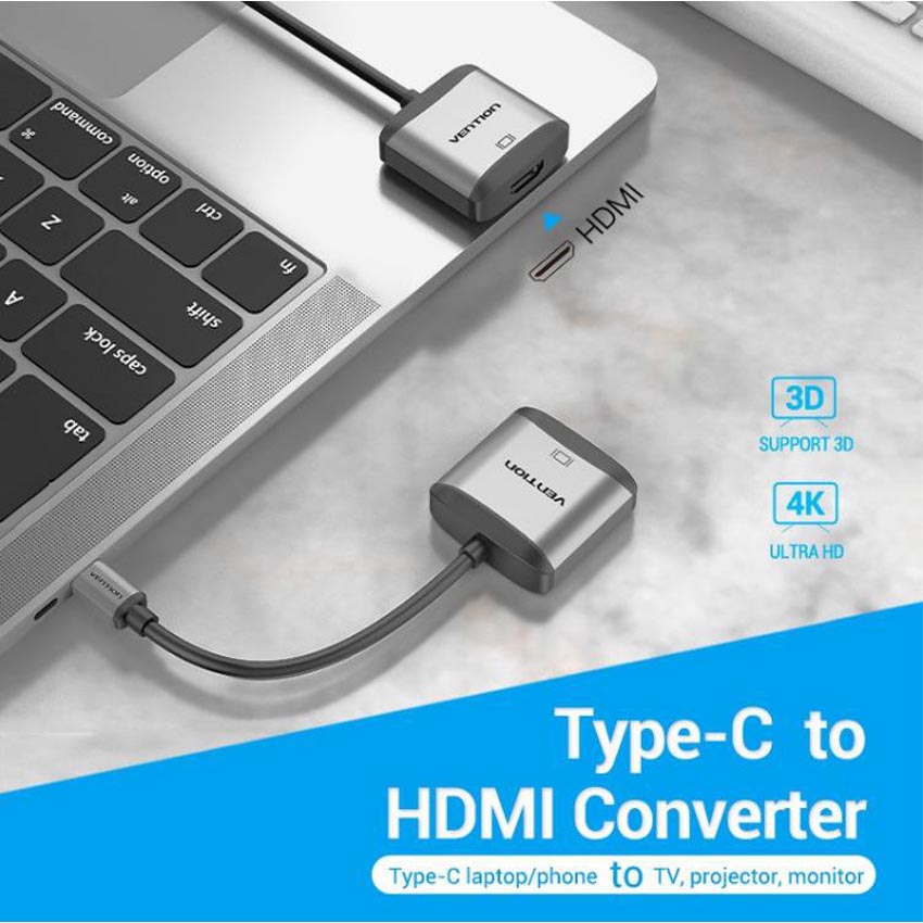 Cáp chuyển đổi từ USB Type C to HDMI Vention TDAHB hỗ trợ 2K,4K