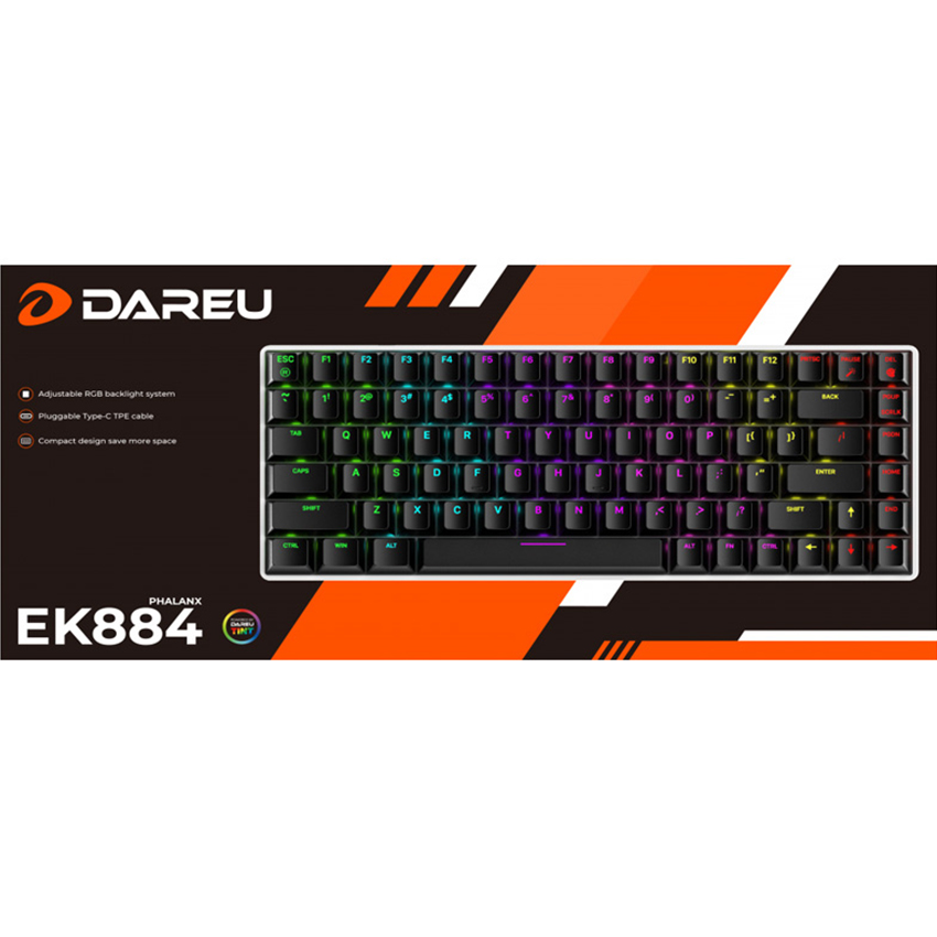 Bàn phím cơ Dareu EK884 RGB Black Red sw (USB) - Hình 2