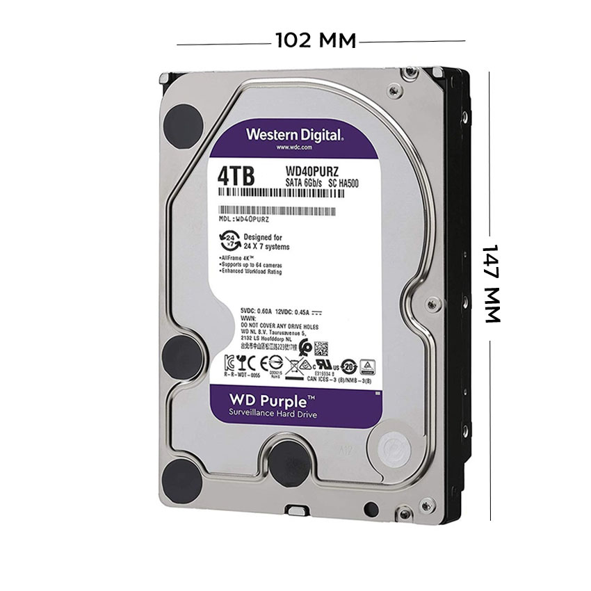 Ổ cứng HDD WD Purple 8TB 3.5 inch, 5640RPM, SATA, 128Mb Cache (WD84PURZ)