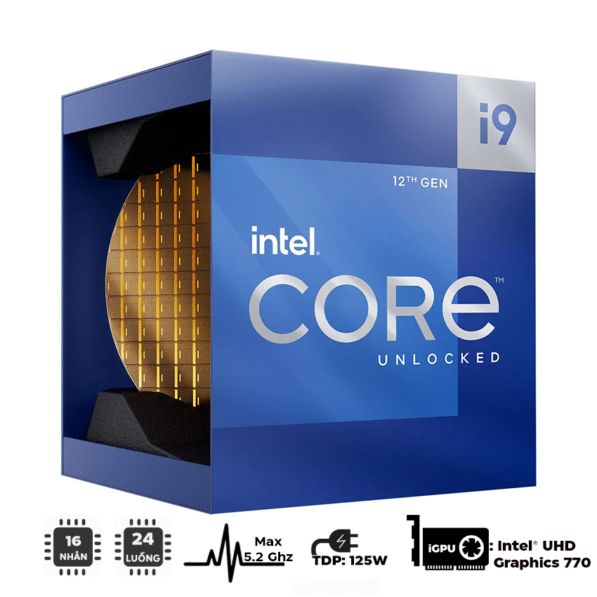 CPU Intel Core i9-12900K (3.9GHz turbo up to 5.2Ghz, 16 nhân 24 luồng, 30MB Cache, 125W) - Socket Intel LGA 1700/Alder Lake)
