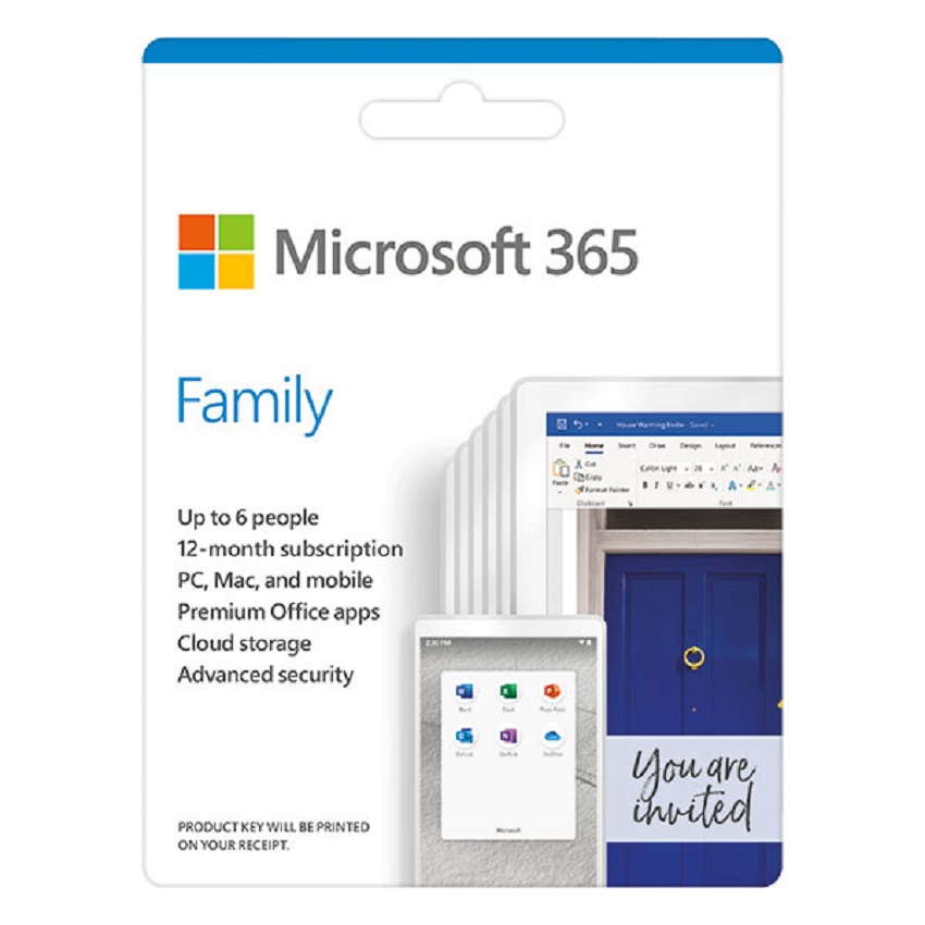 Phần mềm Microsoft 365 Family English APAC EM Subscr 1YR Medialess P8 (6GQ-01555) 1