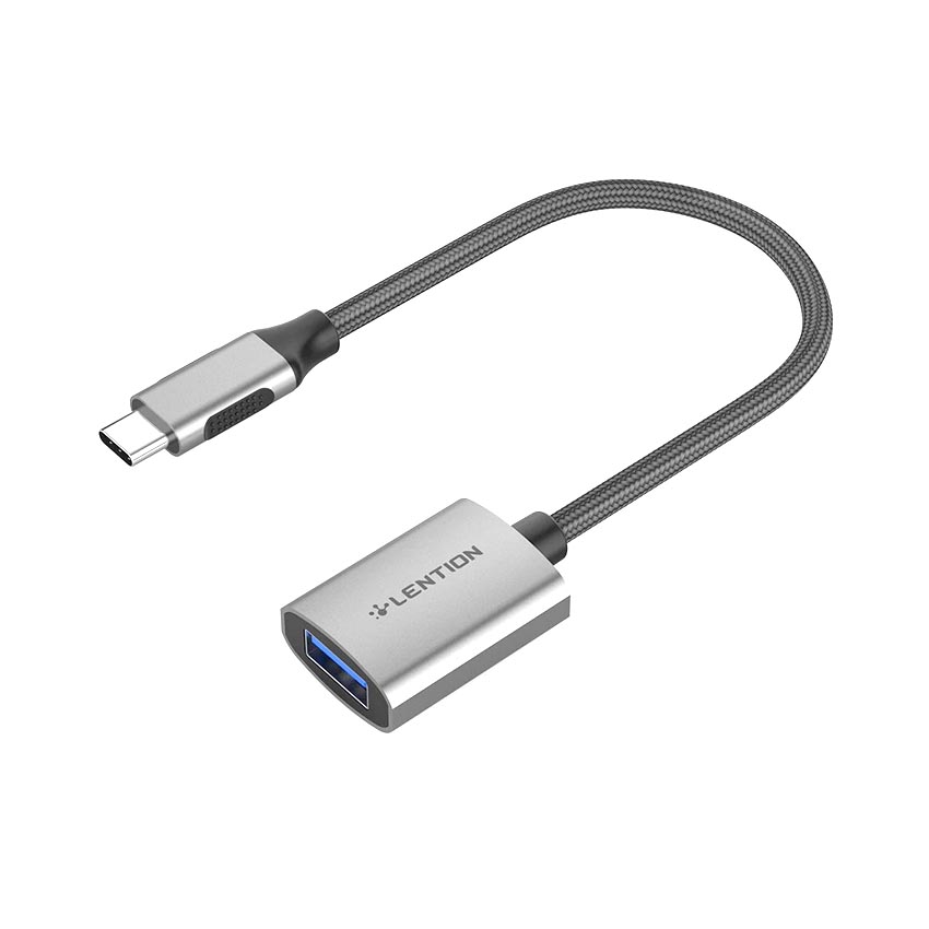 Cáp chuyển đổi Type C sang USB 3.0 Lention C6, 15cm bạc