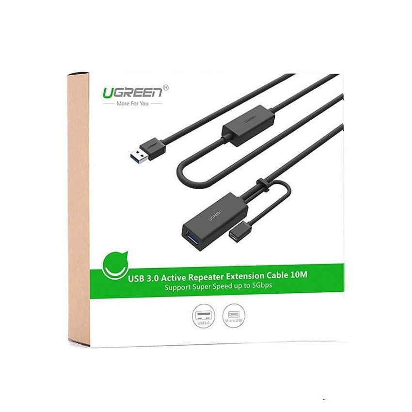 Cáp USB 3.0 nối dài 10m hỗ trợ nguồn Micro USB Ugreen 20827
