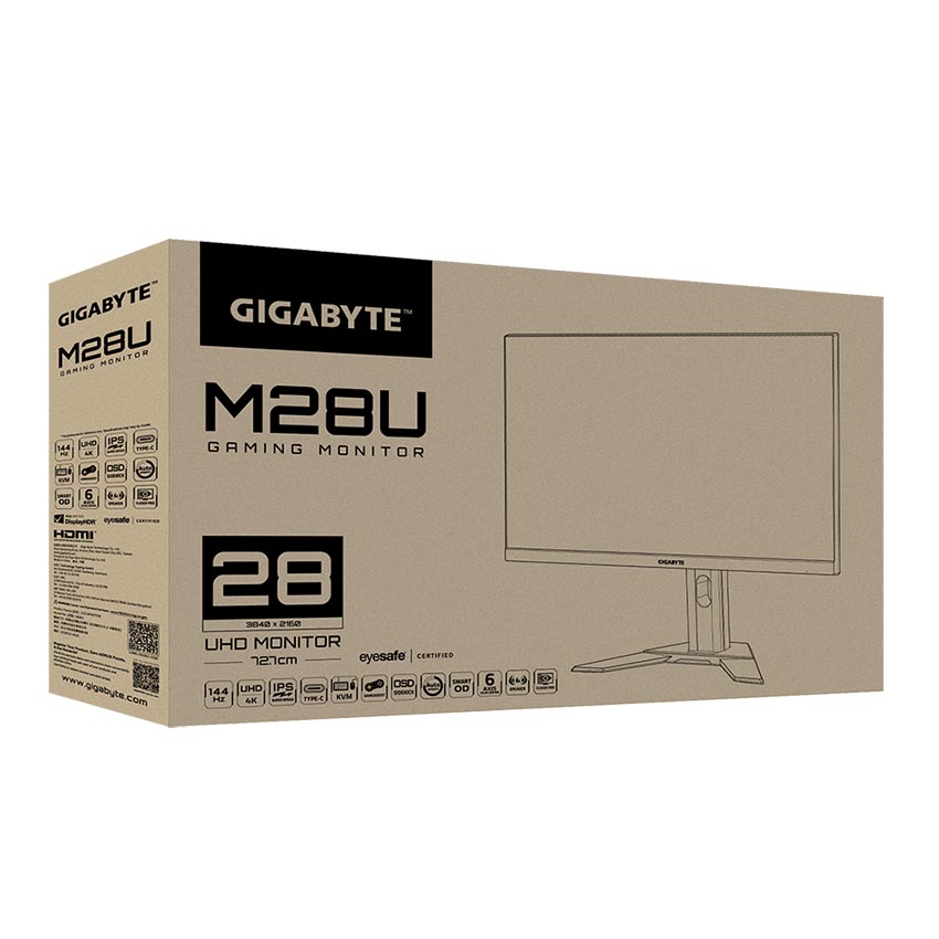 Màn hình Gaming Gigabyte M28U-EK (28 inch/UHD/Super IPS/144Hz/1ms/350nits/HDMI+DP+USBC+Audio/Loa/Freesync)