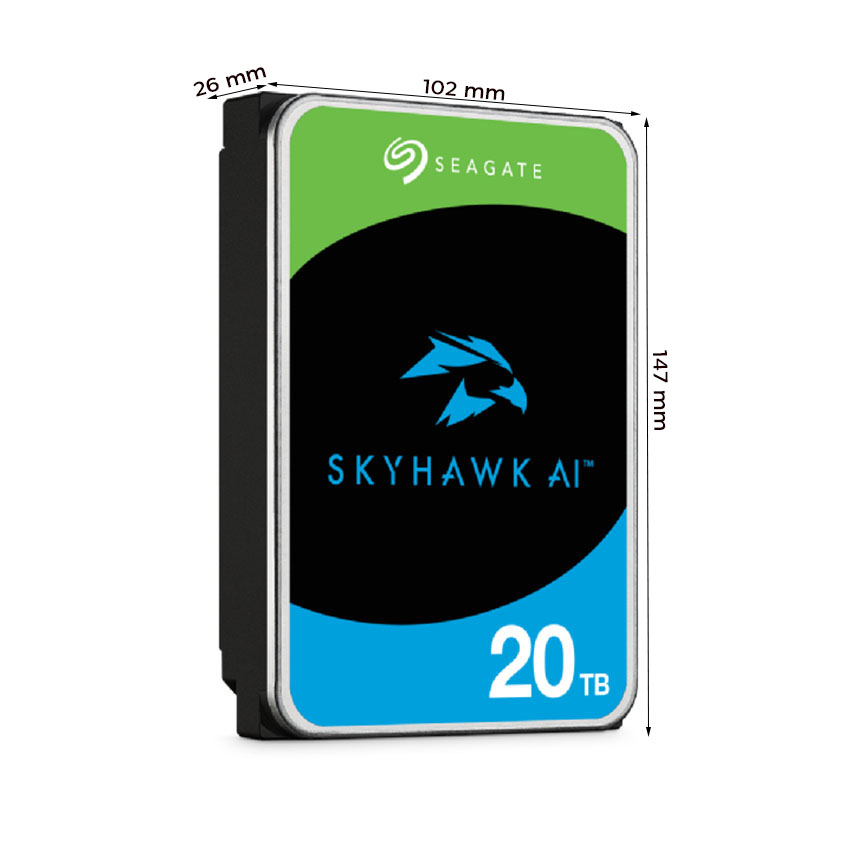 Ổ cứng HDD Seagate SkyHawk AI 20TB 3.5 inch, 7200RPM, SATA3, 256MB Cache (ST20000VE002)