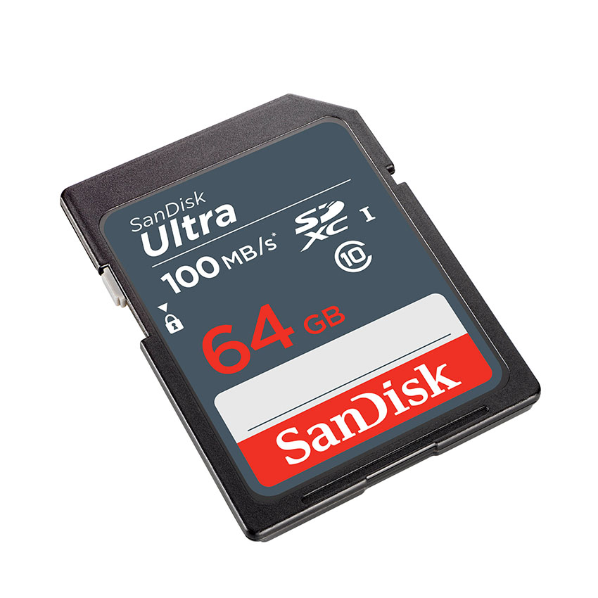 Thẻ Nhớ Sandisk 64GB SDXC Ultra, C10 UHS- 1 Read 100MB/s, SDSDUNR-064G-GN3IN