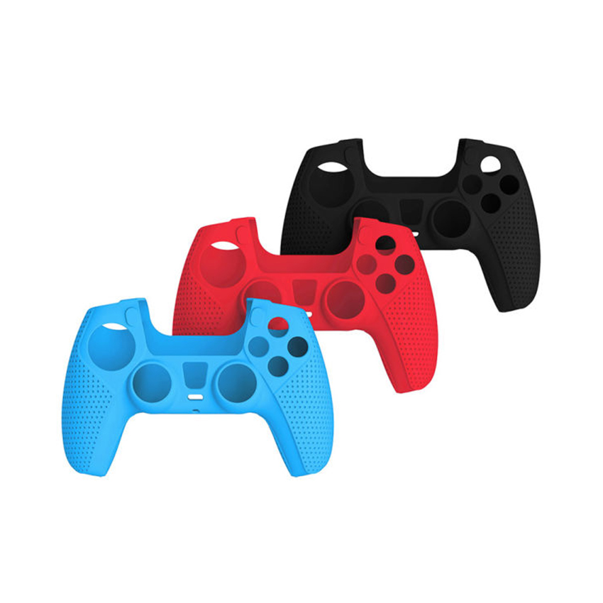 Bọc Silicon Bảo Vệ Cho Tay Cầm Chơi Game PS5 kèm núm đỏ/đen/xanh da trời
