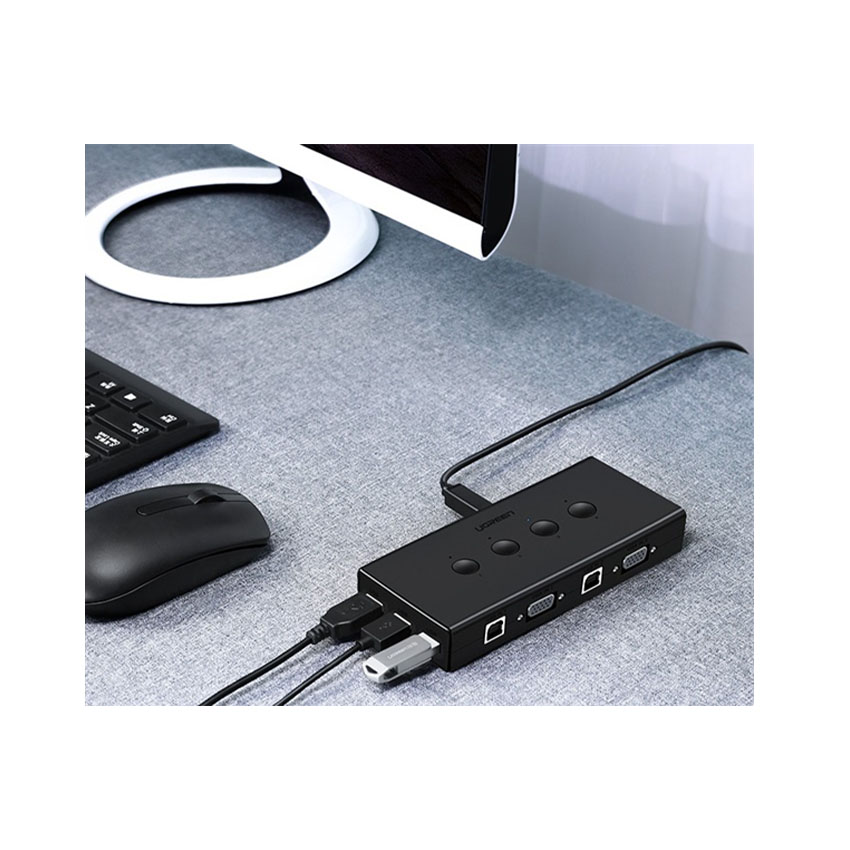 Bộ chia KVM Switch 4 port USB Ugreen 50280 (4 máy tính dùng 1 màn hình)