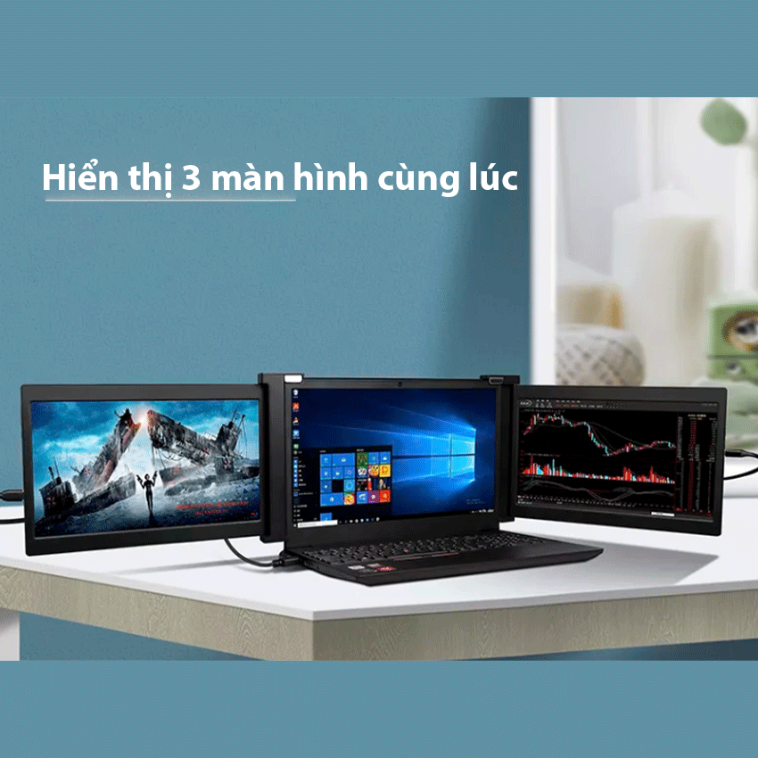 Bộ 02 màn hình mở rộng cho laptop 15 inch E-Tech S15 - Full HD - Màu đen