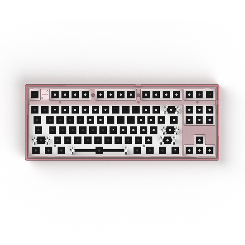 Kit bàn phím FLEsport K210-MK870 Transparent Pink (Case, Plate, PCB, LED) (hàng thanh lý 100%)
