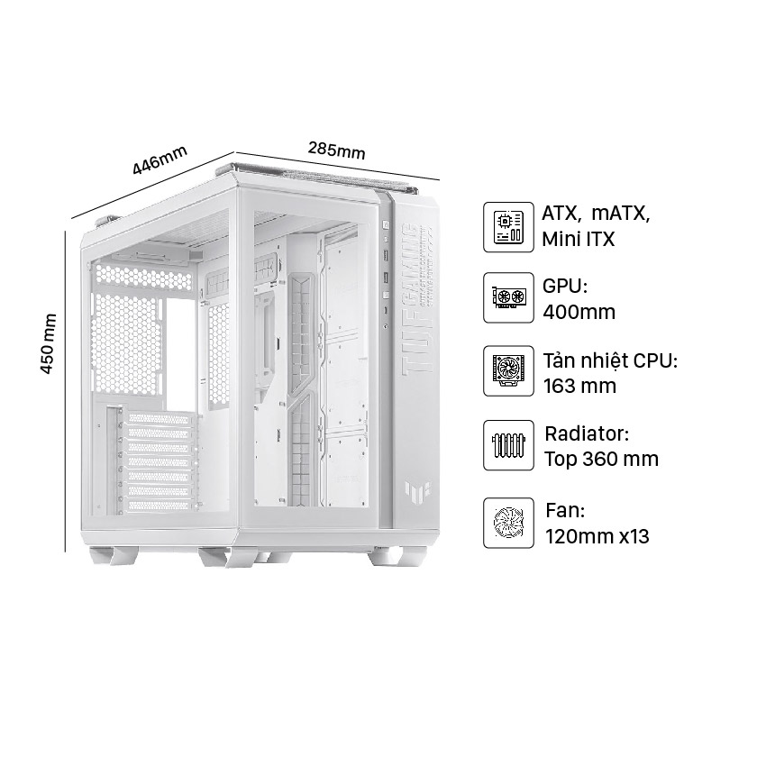 Vỏ Case Asus TUF Gaming GT502 White ( Mid Tower / Màu Trắng)