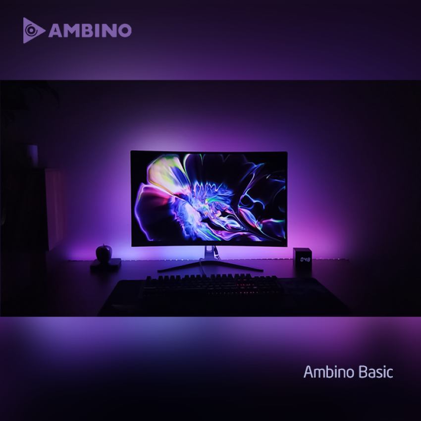 Bộ đèn LED dán màn hình Ambino Basic - Hỗ trợ màn từ 23 đến 27 inch - Điều khiển qua ứng dụng Adrilight