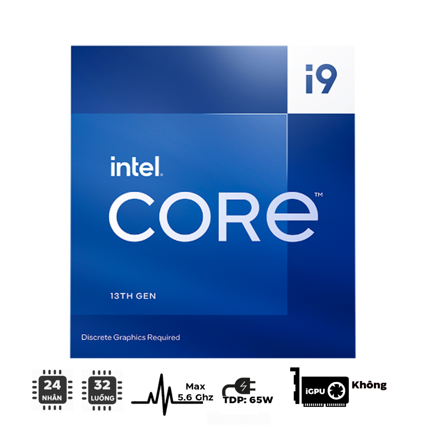 CPU Intel Core i9-13900F (up to 5.6Ghz, 24 nhân 32 luồng, 36MB Cache, 65W) - Socket Intel LGA 1700/Raptor Lake) 