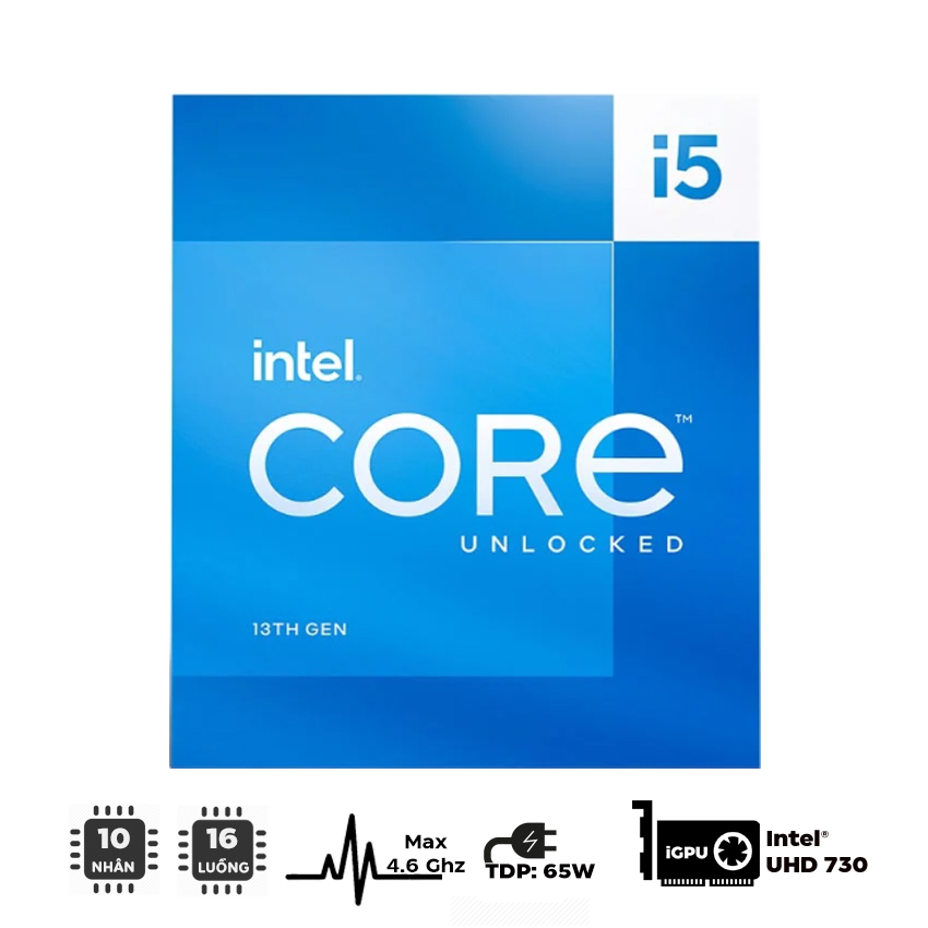 CPU Intel Core i5-13400F (up to 4.6Ghz, 10 nhân 16 luồng, 20MB Cache, 65W)  - Socket Intel LGA 1700/Raptor Lake)