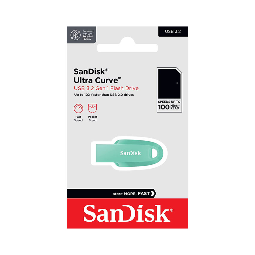 USB SanDisk 256GB USB 3.2 Gen1 Ultra Curve SDCZ550-256G-G46G Màu Xanh Mint