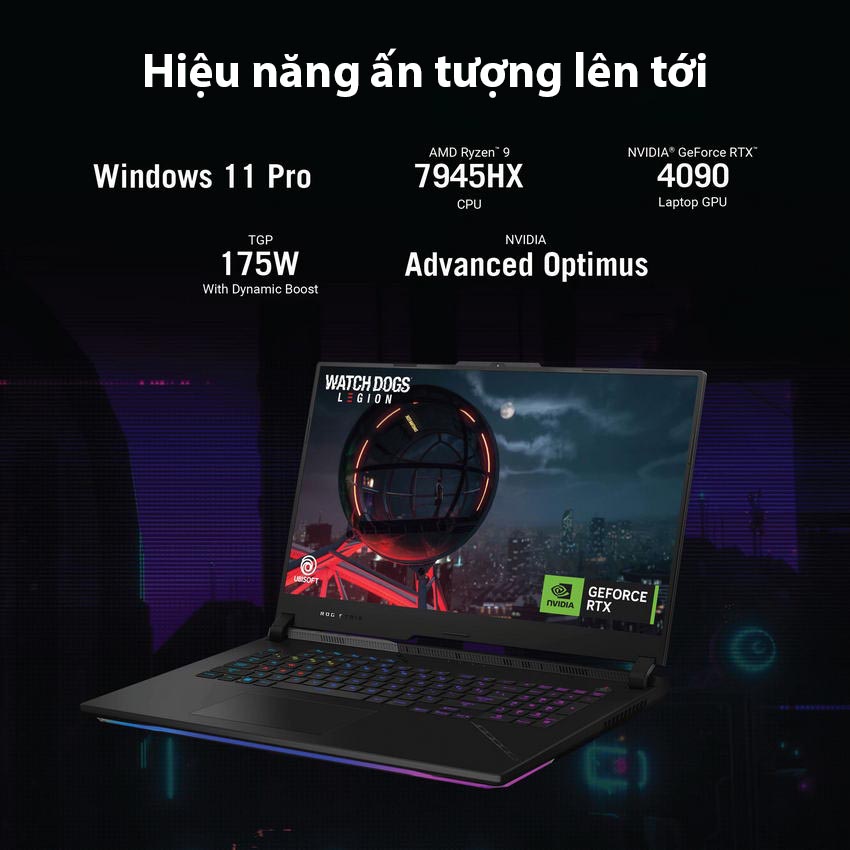Laptop Asus Gaming ROG Strix SCAR G733PZ-LL980W (R9 7945HX/32GB RAM/1TB SSD/17.3 WQHD 240hz/RTX 4080 12GB/Win11/Balo/Đen)